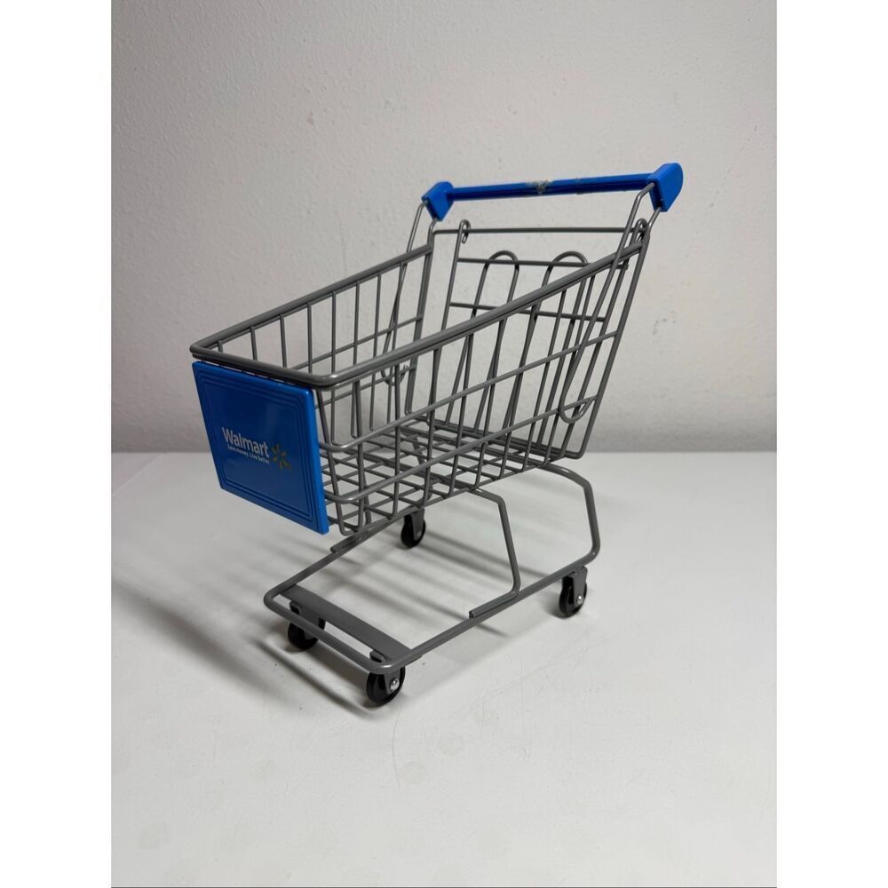 Walmart Shopping Cart Toy Doll Size Mini Gray Metal Blue Sign ~10" t by My Life